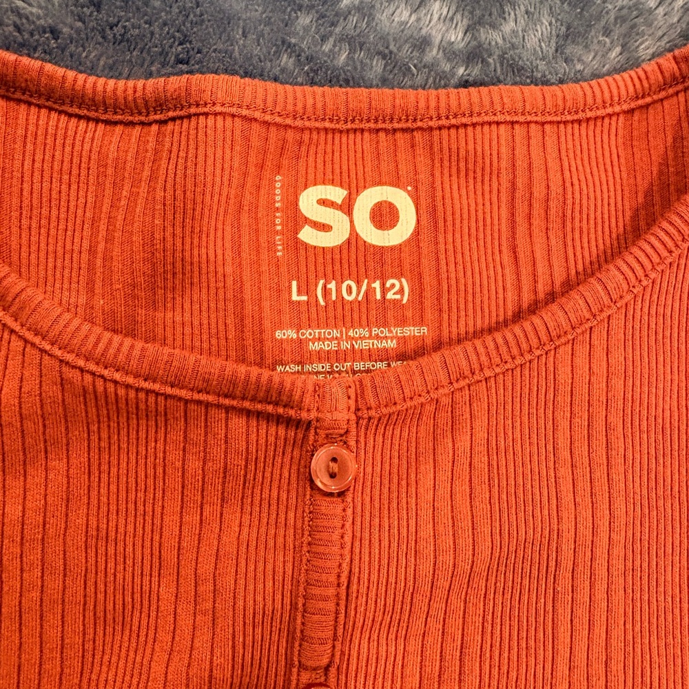 SO Vibrant Orange Ribbed Top
